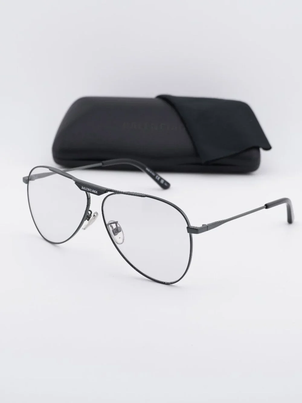 Balenciaga BB0244S 004 Aviator Sunglasses - Gunmetal / Light Grey
